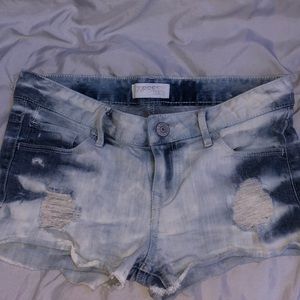 express jeans bleach wash denim shorts